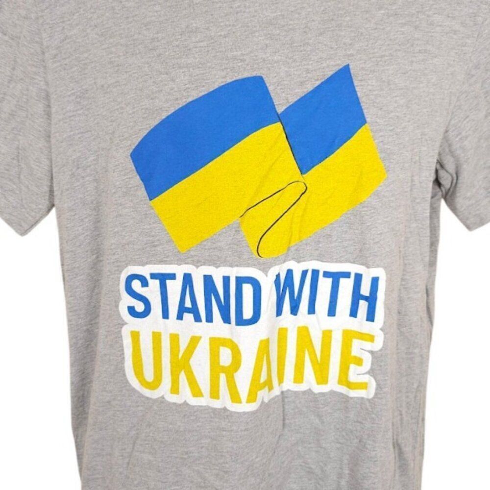 Stand With Ukraine T Shirt Mens Size Large Gray Human Rights